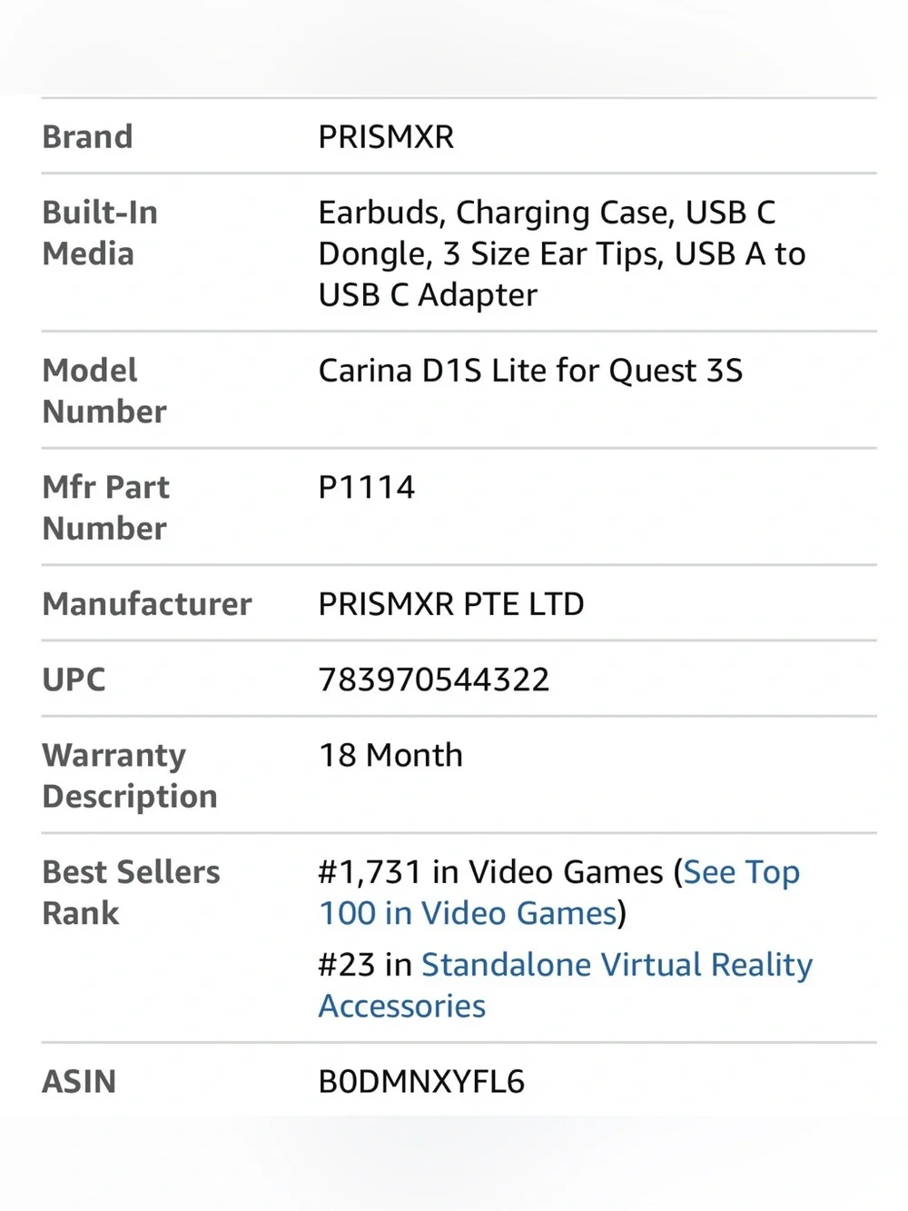 PRISMXR || Carina D1S Lite White Dual VR Controller Charging Dock - Quest 3S
